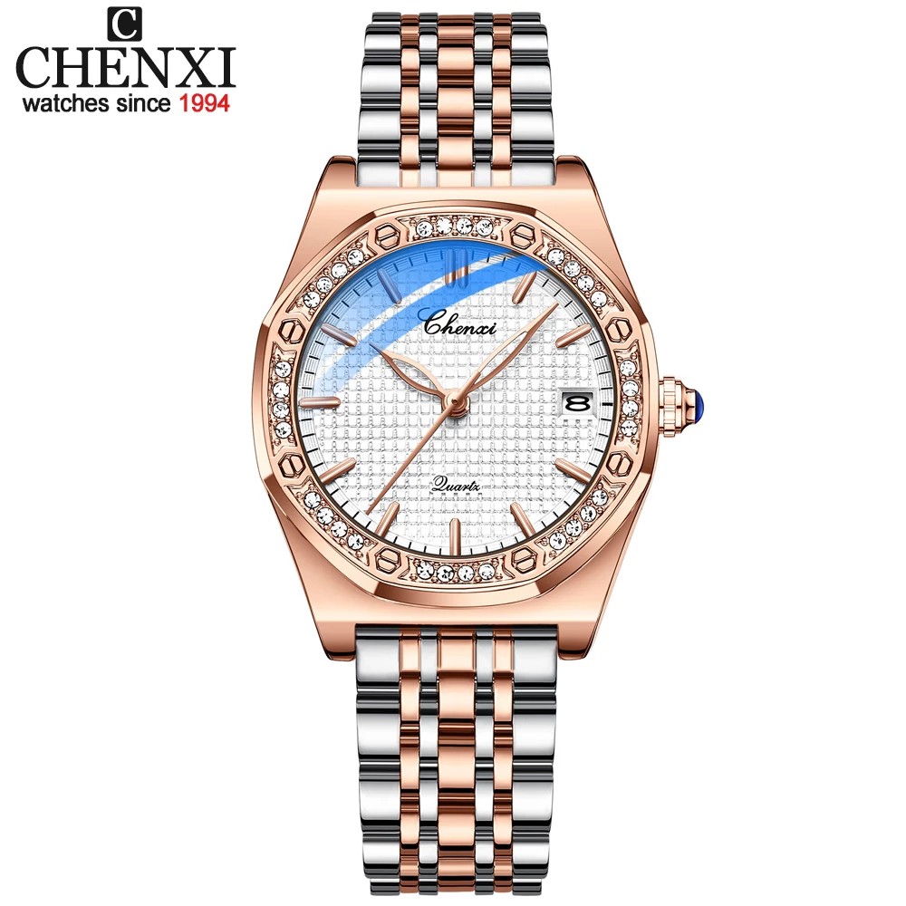 Đồng Hồ Nữ CHENXI 8248 Chất Liệu Thép Không Gỉ Mạ Vàng Hồng Sang Trọng