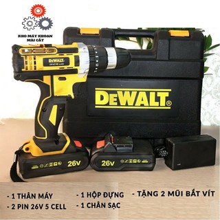 Bộ Máy Khoan Pin DEWALT 26V Full 2 Pin Có Búa - Máy Khoan Cầm Tay Không Dây - Máy Khoan Bin 26V Khoan Sắt Gỗ Khoan Tường