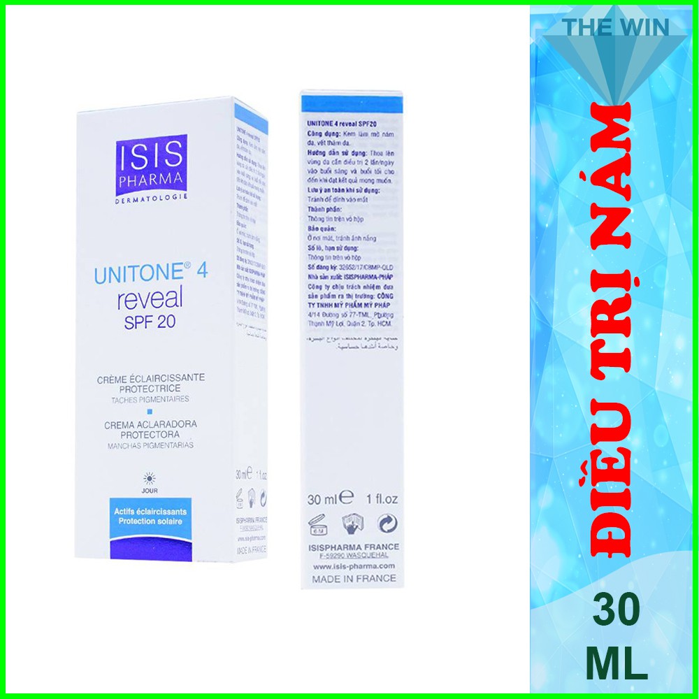 Kem dưỡng sáng da, mờ thâm nám, thâm mụn chống nắng Isis Pharma Unitone 4 Reveal SPF20 30ml