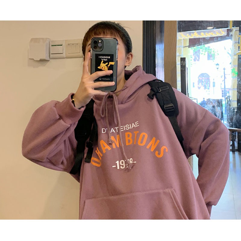 Áo Hoodie Form Rộng In Chữ Phong Cách Hàn Quốc Cho Nữ