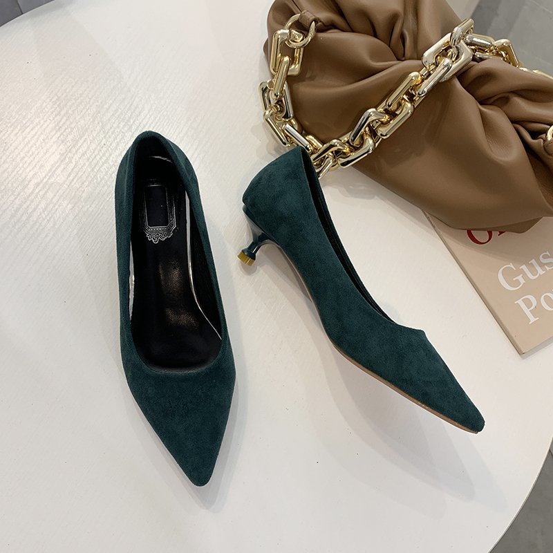 Giày Nhung Gót Thấp Thời Trang Công Sở Thanh Lịch Cho Nữ