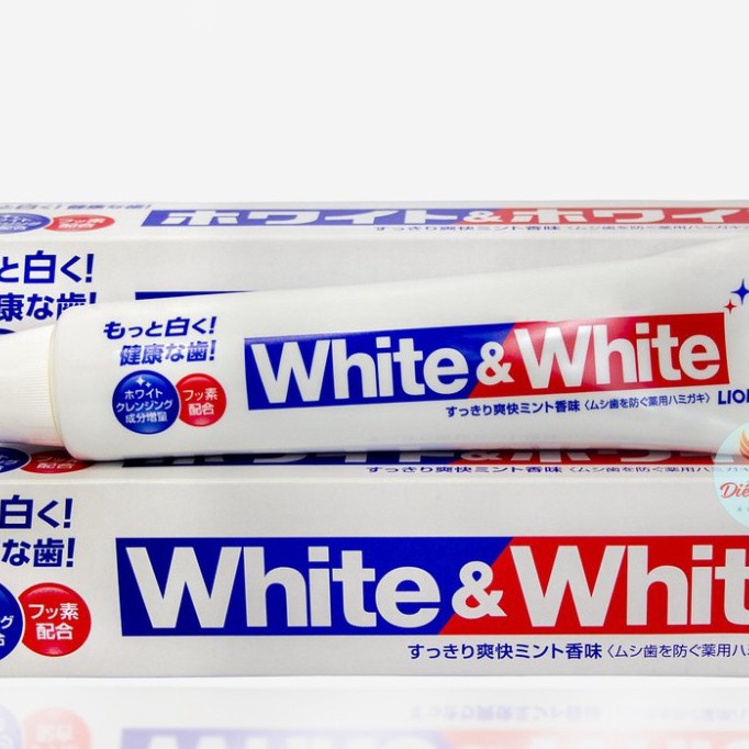 Kem đánh răng White & White Lion Nhật Bản làm trắng răng, hơi thở thơm mát - Tuýp 150g