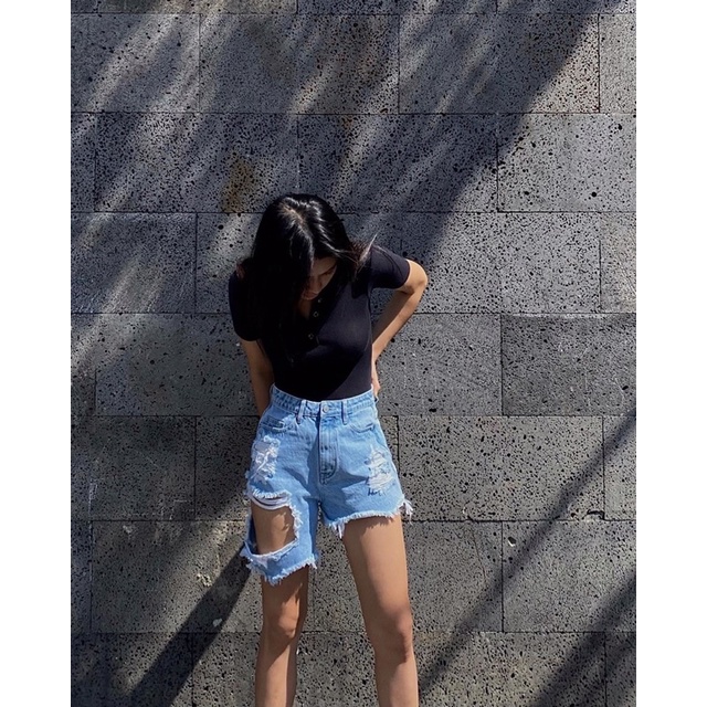 Quần Biker Lửng Lowhight Jeans Rocky Denim