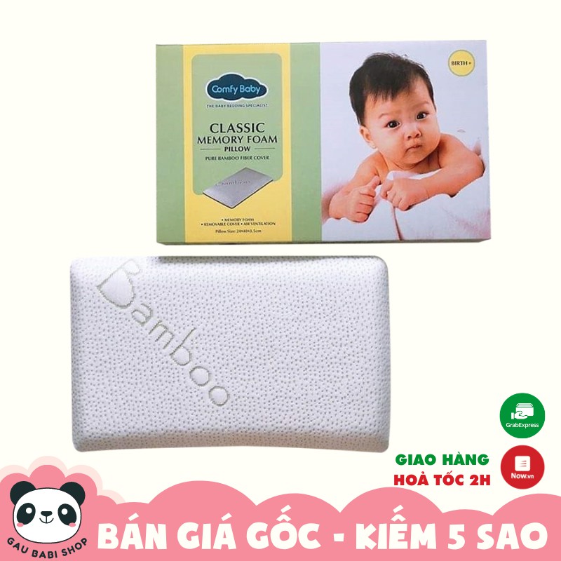 FREESHIP !!! Gối cao su non chống ngạt vỏ sợi tre Bamboo kháng khuẩn tự nhiên, thấm hút mồ hôi tốt Comfybaby