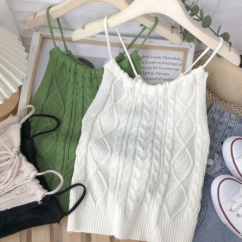 Brroa Áo Croptop Dệt Kim Không Tay Hở Lưng Phối Dây Cột Thời Trang Đi Biển Quyến Rũ Cho Nữ