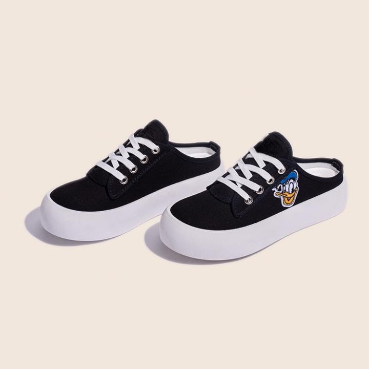 Giày Sục Thể Thao Nữ Giày BOM Sneaker Lười Độn Đế Hở Gót Dáng Bánh Mì Ulzzang Hàn Quốc Màu 2 Đen Trắng giayBOM B1356 ViP