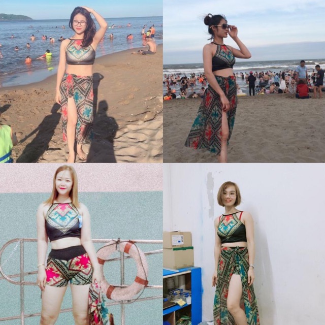 Set bikini 3 mảnh kèm khăn cao cấp 8030