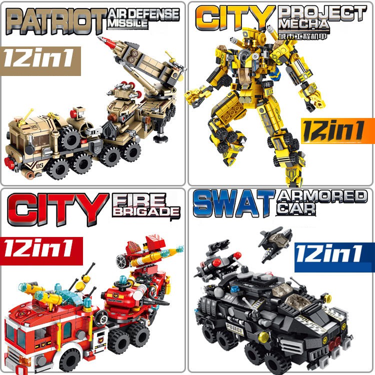 ĐỒ CHƠI LEGO LẮP RÁP ROBOT, THUYỀN, MÁY BAY, XE TẢI 12 TRONG 1 - PANLOS XẾP HÌNH THÔNG MINH - 500+ MẢNH GHÉP