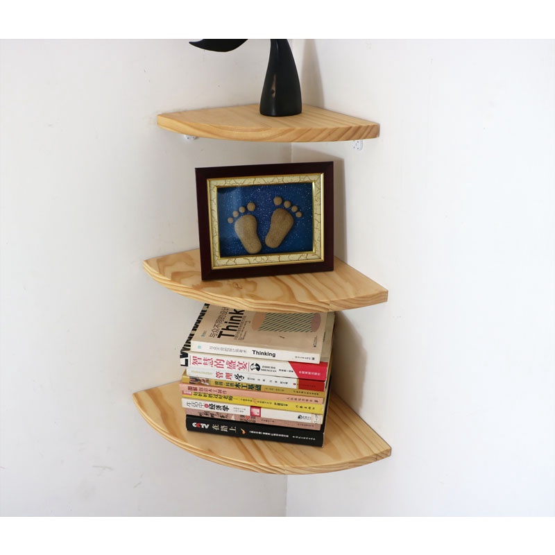 3 kệ góc 90 kệ góc tường đựng đồ decor trang trí treo tường gỗ thông