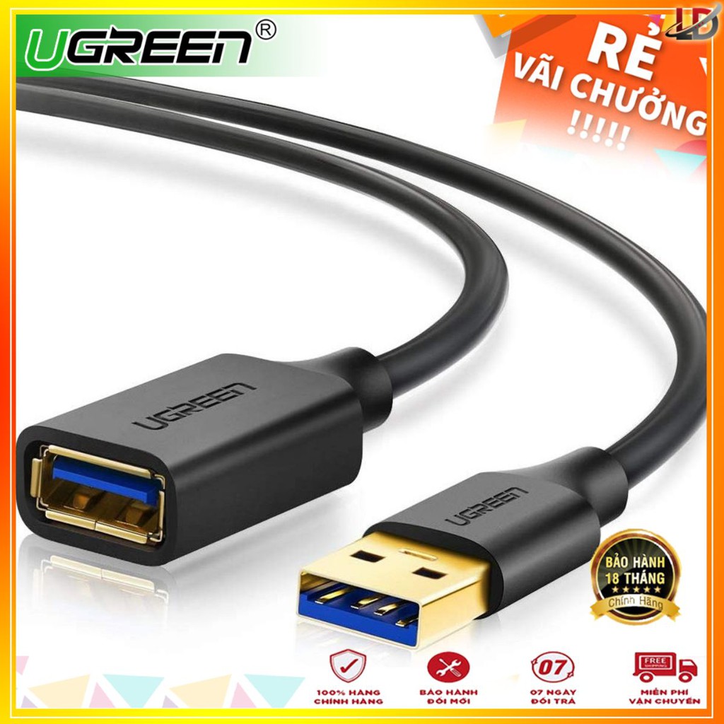 Dây nối dài USB 3.0 mạ vàng, dài từ 1-3m UGREEN US129 hỗ trợ tốc độ tải lên đến 5Gbps