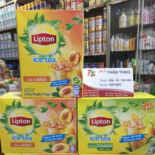 🍑🍋Trà Lipton Ice Tea Vị Đào- Vị Chanh (16 gói x 14gram)