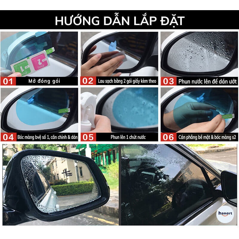 Combo 2 Miếng Dán Film Nano Chống Bám Nước Mưa Sương Mù Kính Ô Tô Gương Chiếu Hậu Xe Máy - Phụ Kiện Xe Hơi Decoroto