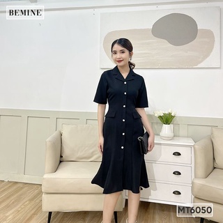 Đầm cổ sơ mi đính nút bemine mt6050