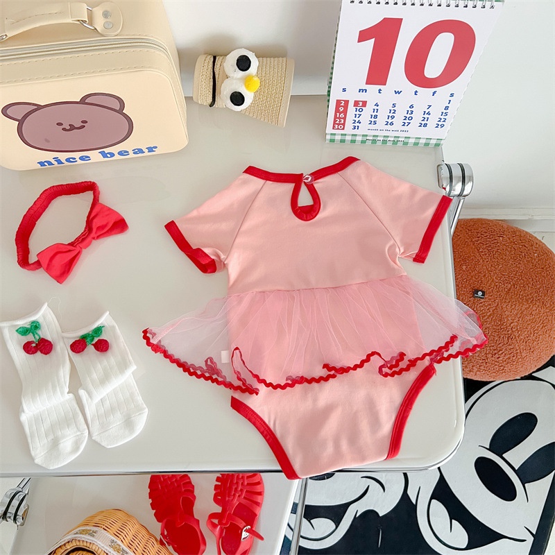 Bộ Áo Thun + Chân Váy Họa Tiết cherry Dễ Thương Thời Trang Mùa Hè 2022 Cho Bé Gái