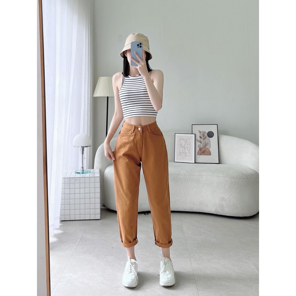 Quần Baggy Nữ Kaki Cạp Cao Ulzzang chuẩn phom dáng  ADO JEANS