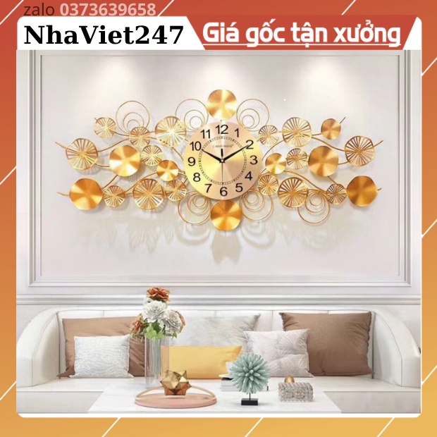 Đồng Hồ Treo Tường Trang Trí mã  1017-Kt 120x50cm-đồng hồ tranh kim loại,decor tường đẹp,giá rẻ-quà tặng ý ngĩa-bh 5 năm