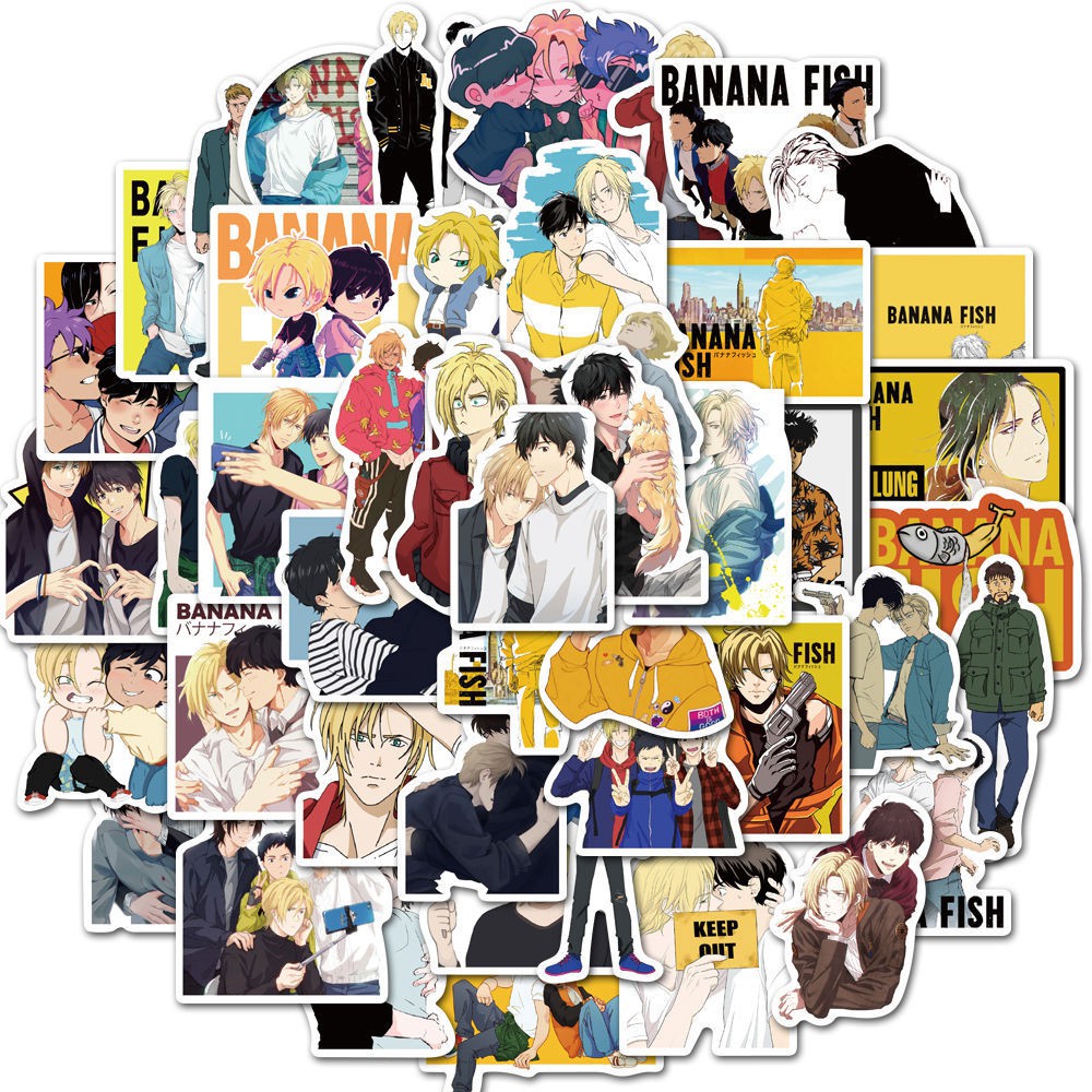 Y&amp;P| Bộ 50 nhãn dán họa tiết hoạt hình BANANA FISH