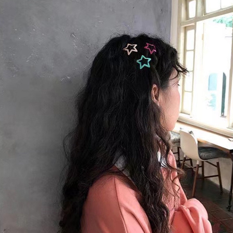 Set 6 Kẹp Tóc bb Hình Ngôi Sao Năm Cánh Màu Sắc Ngọt Ngào Dễ Thương