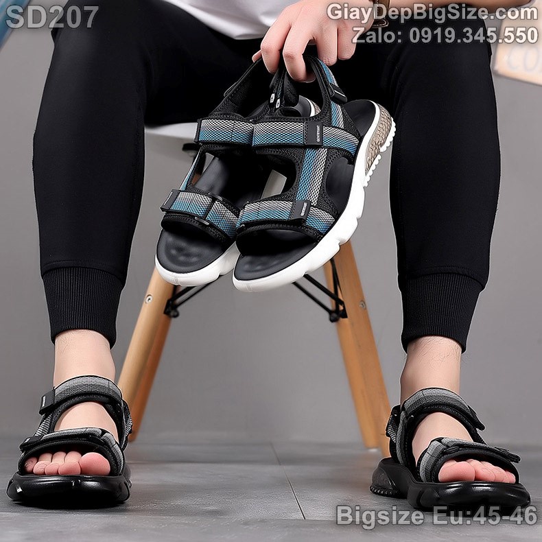 Giày xăng đan, dép quai hậu cỡ lớn Eu:45-46 cho nam cao to chân ú bè. Big size sandals for wide feet - SD207