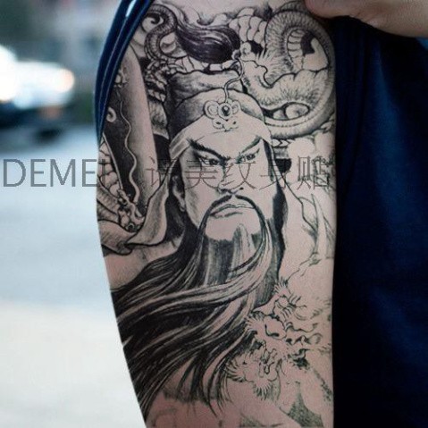 Hình xăm dán tattoo Quan Công - miếng dán hình xăm đẹp dành cho nam