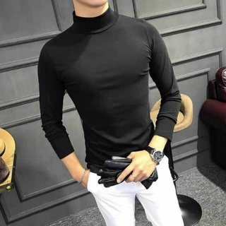 Áo Giữ Nhiệt Nam BBM Áo Thun Nam Tay Dài Có Cổ Cao Lót Nỉ Cotton Thu Đông Giữ Ấm Thể Thao Cao Cấp Màu Trắng Đen Ghi