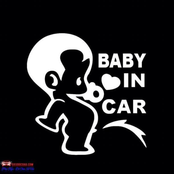 Tem dán trang trí nắp bình xăng xinh xắn Baby In Car