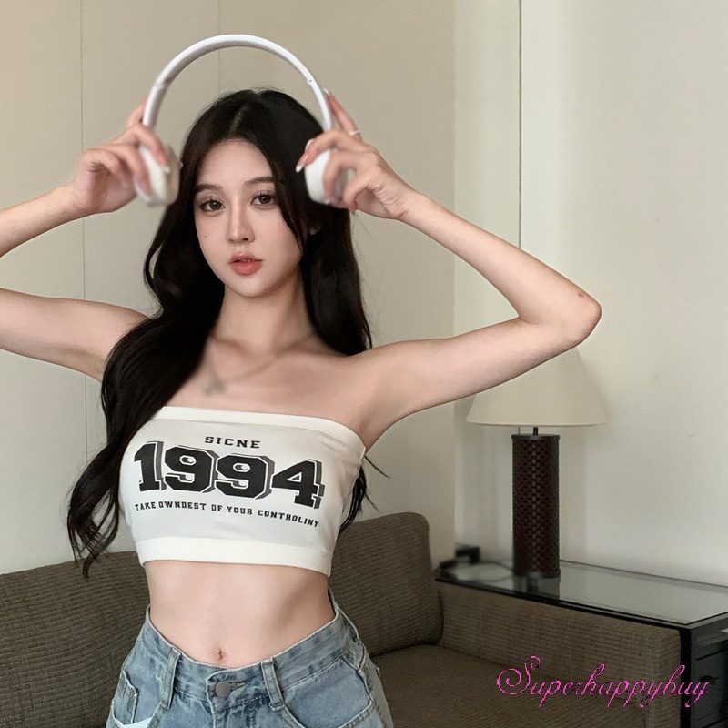 Áo Hai Dây In Chữ Phong Cách Hàn Quốc Cho Nữ