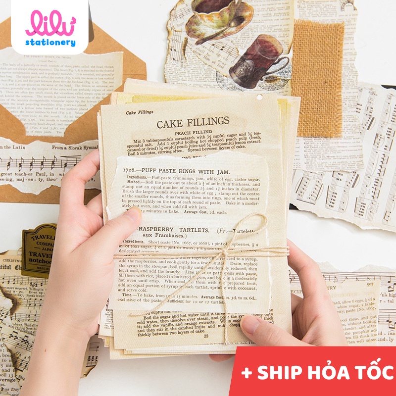 Giấy nền retro vintage kraft 50 tờ HD183-K78 phong cách cổ điển phù hợp trang trí sổ tay, bullet journal, scapbook