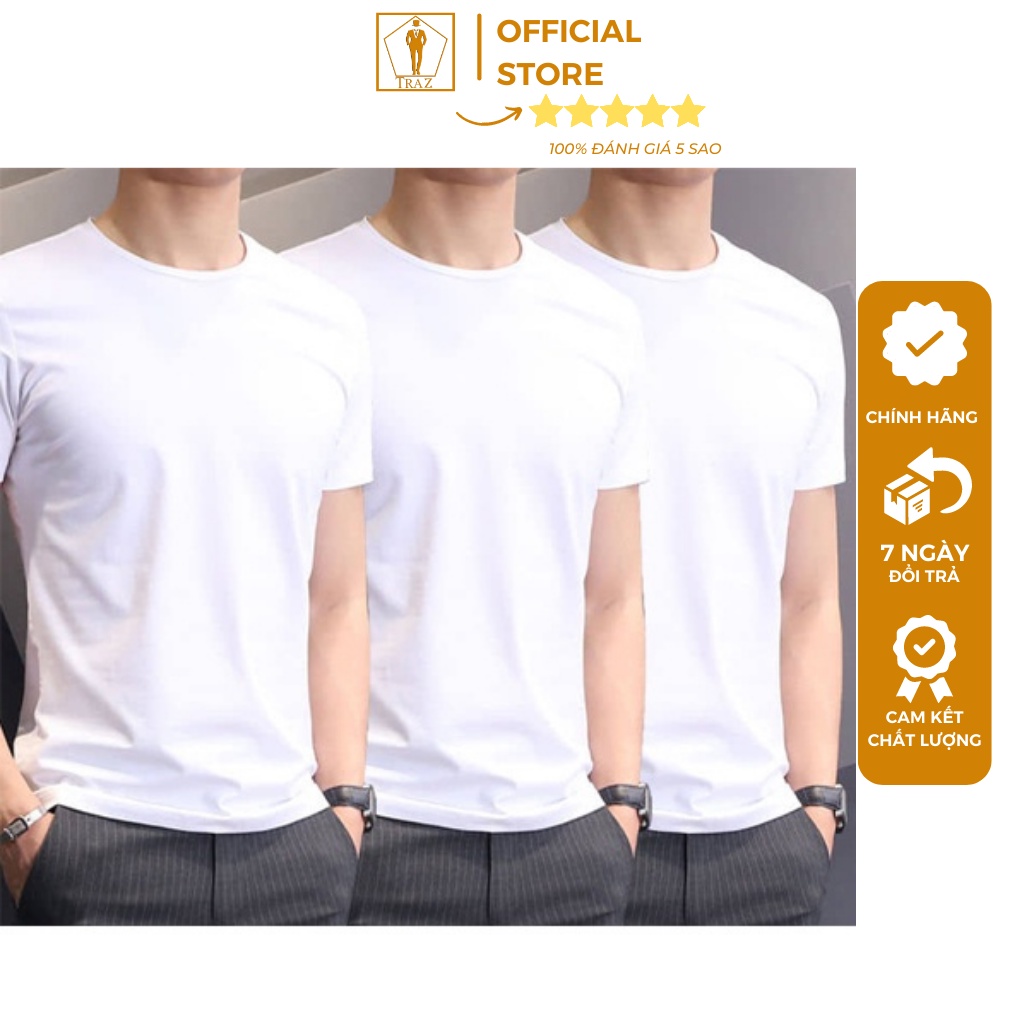 Áo thun Phông Lót Nam Trắng TRAZ Đẹp Cổ Tròn Dáng Phom Rộng Cộc Tay Lỡ Trơn Cotton