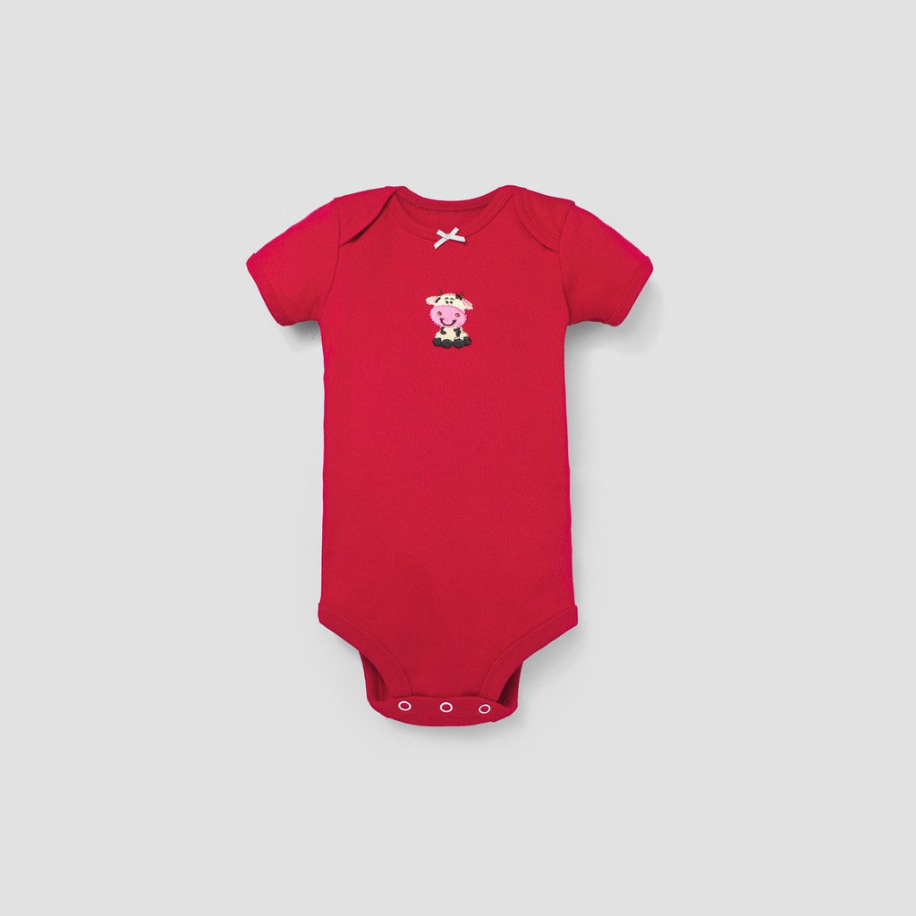 Bodysuit sơ sinh BAA BABY ngắn tay hình thêu cho bé gái từ 0-12 tháng - GN-BD01N