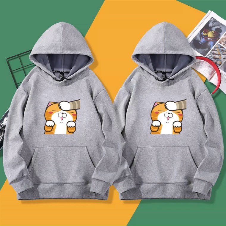 [ KHOÁC HÈ ] ÁO KHOÁC HOODIE NỈ UNISEX IN PÉT MÈO CUTE NHIỀU MÀU