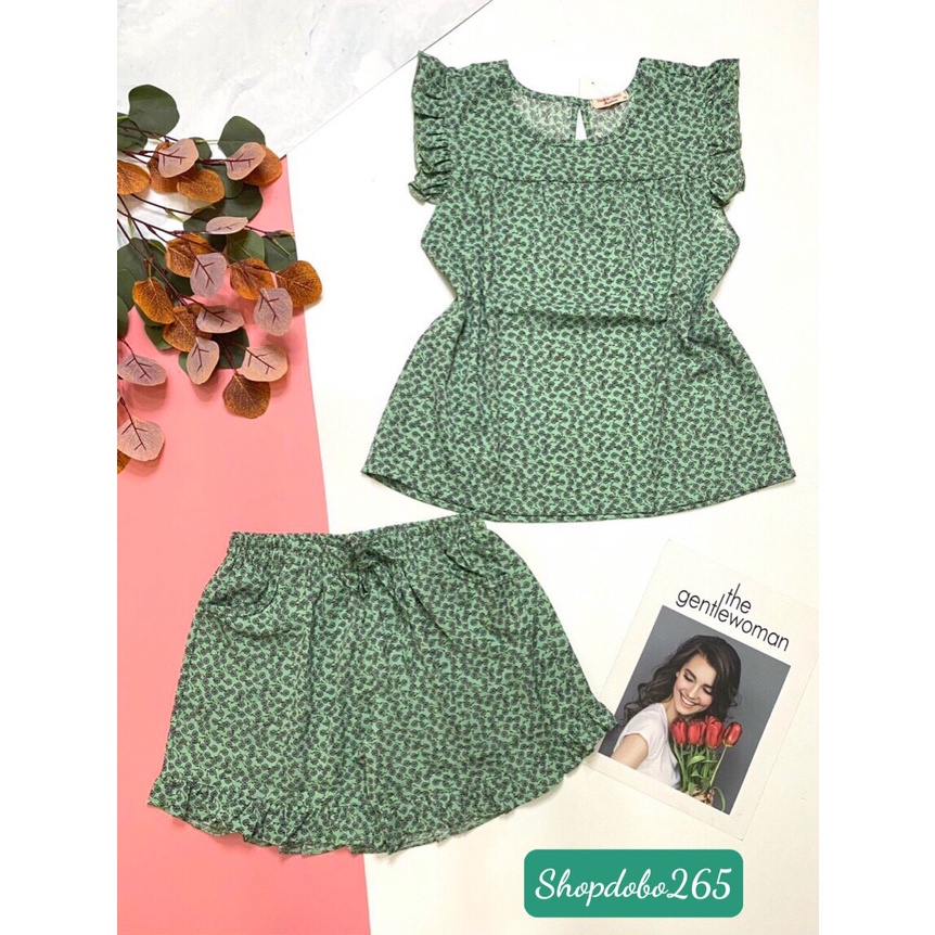 Đồ bộ nữ,đồ ngủ mặc nhà đùi vải lụa mango BN 23 hoa nhí dễ thương size 45-57kg.