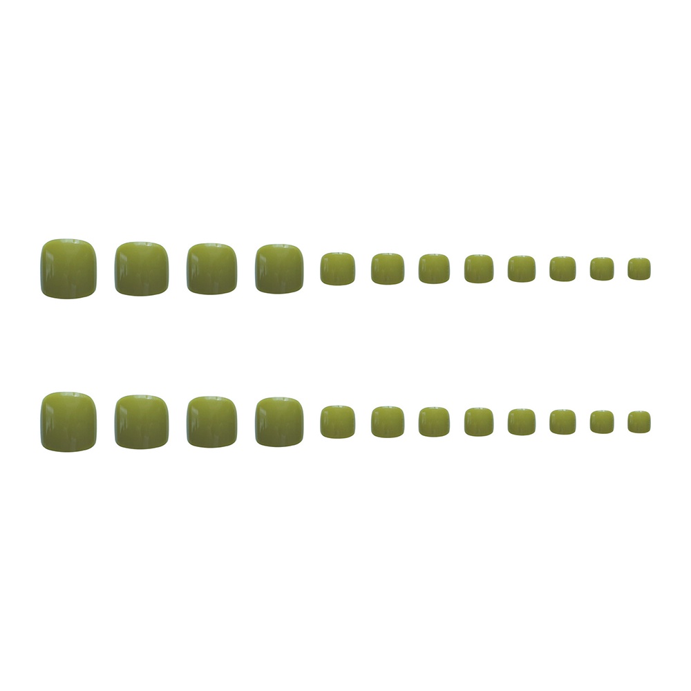 Set 24 móng chân giả YADORNOS màu xanh matcha bóng cho nữ