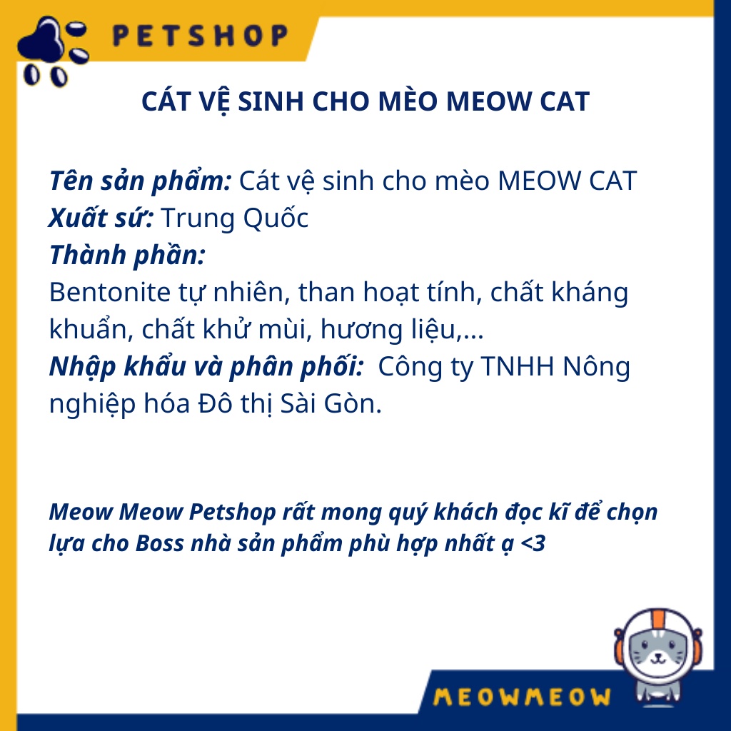 Cát vệ sinh cho mèo Meow Cat hương cà phê | Túi 8L ~ 3.7KG | Cát mèo vón cục thấm hút và khử mùi tốt.