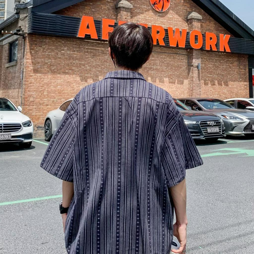 Áo Sơ Mi Nam Tay Ngắn Kẻ Sọc Thời Trang Hàn Quốc