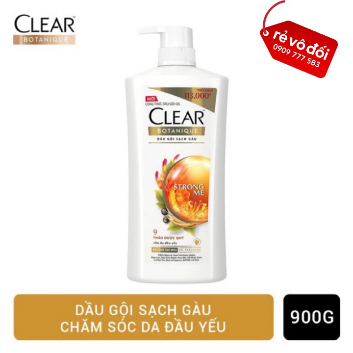 Dầu Gội Sạch Gàu Clear Botanique 9 Thảo Dược Quý 900g - Hàng công ty