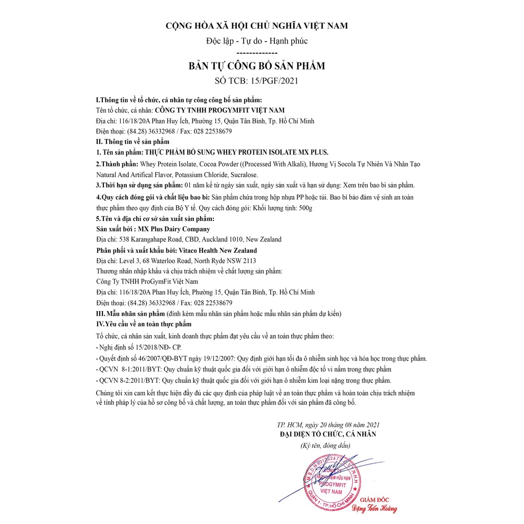 Sữa Tăng Cơ Whey Protein Isolate 500gram