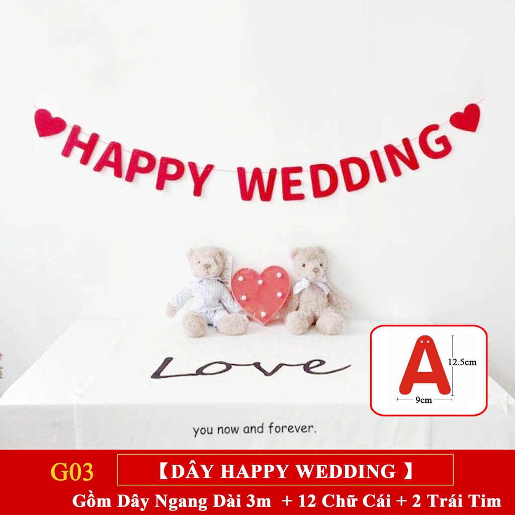 **DÂY TREO HAPPY WEDDING  &lt; TẶNG MÓC TREO &gt;