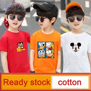 Áo thun tay ngắn chất liệu cotton in họa tiết hoạt hình 10 màu tùy chọn cho bé