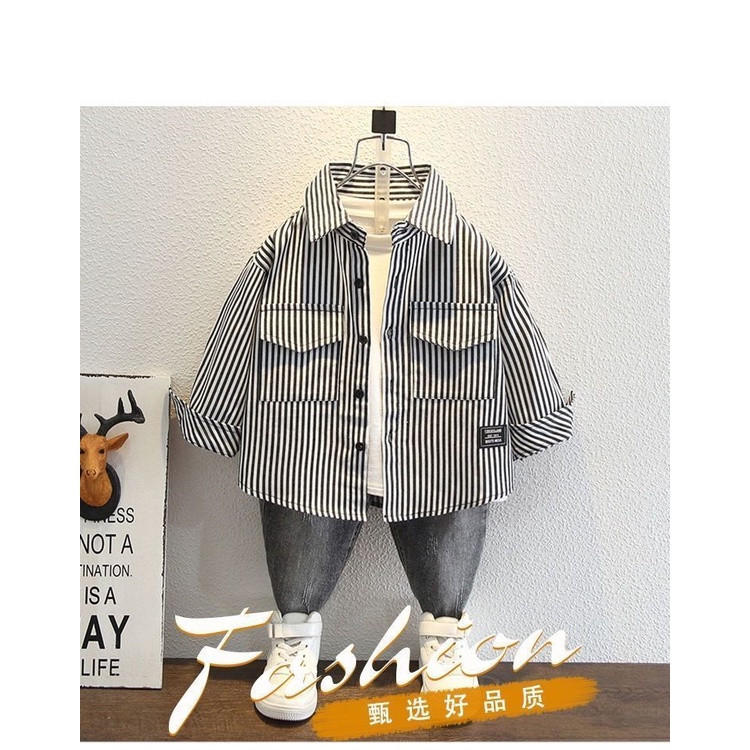 [Hàng Mới Về] Áo Sơ Mi Tay Dài Kẻ Sọc Phong Cách Anh Quốc Thời Trang Xuân Thu Cho Bé Trai