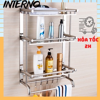 Kệ nhà tắm inox 50 cm 3 tầng sáng bóng , giá treo đồ nhà tắm đa năng inox 304 interno