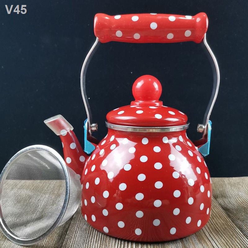 ❦☏✚Ấm siêu tốc tráng men pha trà. trà sữa mini loại nhỏ có lưới lọc dùng để và bếp gas âm.