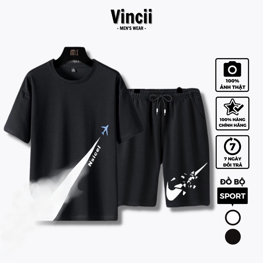 Quần Áo Nam Mùa Hè Vincii Đồ Bộ Thể Thao Nam Nữ Cao Cấp Cotton Ngắn Tay Mềm Mịn Thấm Hút Mồ Hôi Set Bộ Nam Bigsize