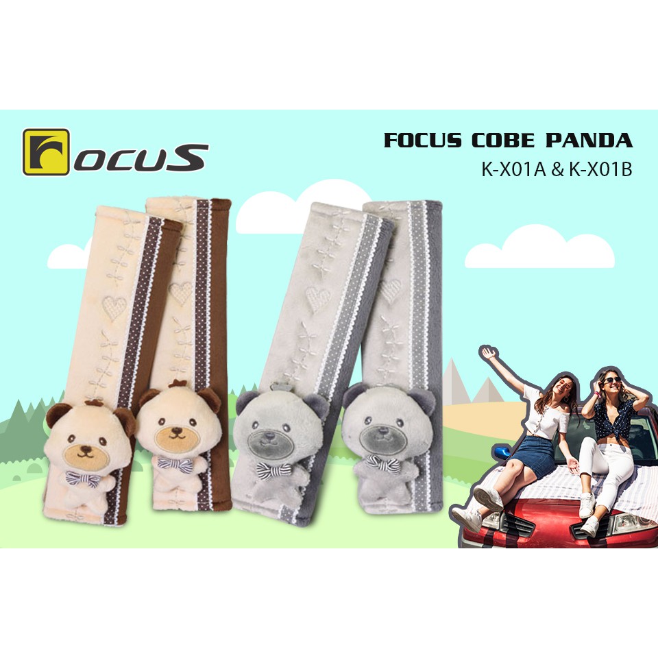 Combo 2 Trang Trí Bọc Dây An Toàn CIND Focus Cobe Panda K-X01A Màu Kem - Nhập Khẩu Chính Hãng