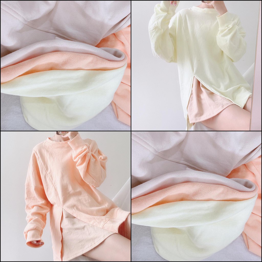Áo Sweater nỉ YAYSHOP form unisex nam nữ Hàn Quốc chất nỉ dày dặn dáng rộng Xẻ Tà