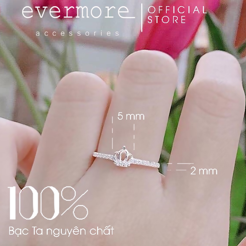 Nhẫn bạc EVERMORE, nhẫn bạc Ý 925 Little Crown dễ thương, minimalism - N051