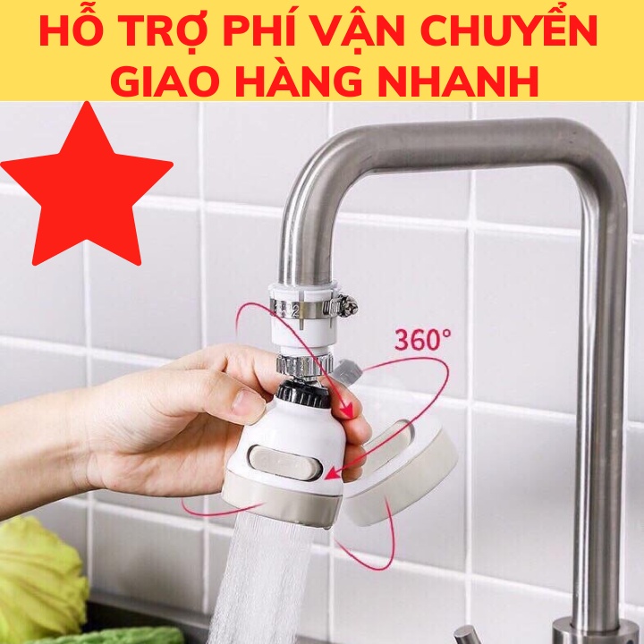 Đầu nối vòi rửa bát - đầu gắn vòi nước rửa chén tăng áp thông minh xoay 360 có 3 chế độ tiết kiệm nước đa năng gia dụng