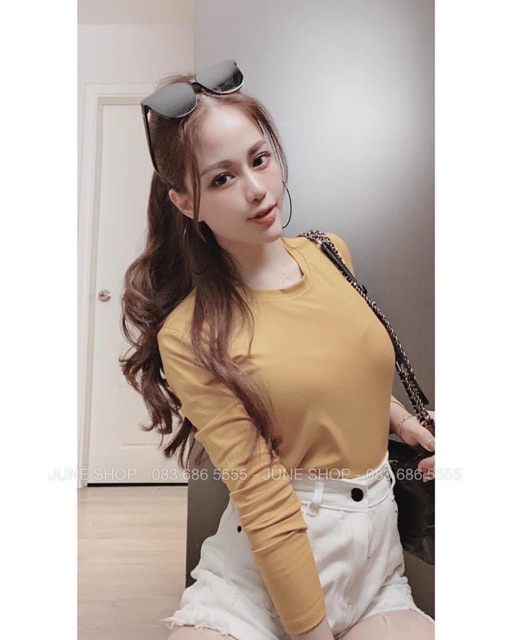 BÁN SỈ ÁO THUN CỔ TRÒN LEN ZIP TAY DÀI NỮ | BigBuy360 - bigbuy360.vn