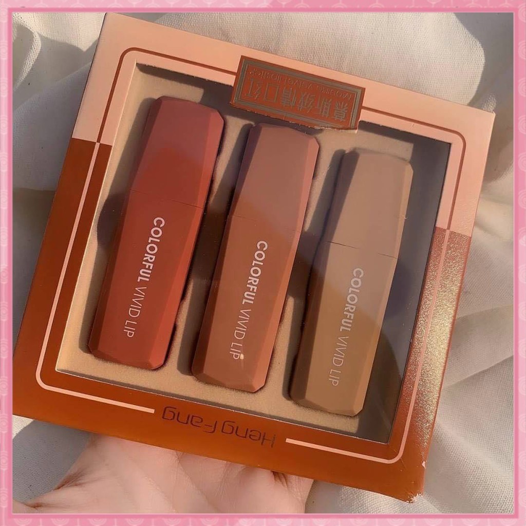 Set Son thỏi 3 Cây HengFang Colorful Vivid Lip