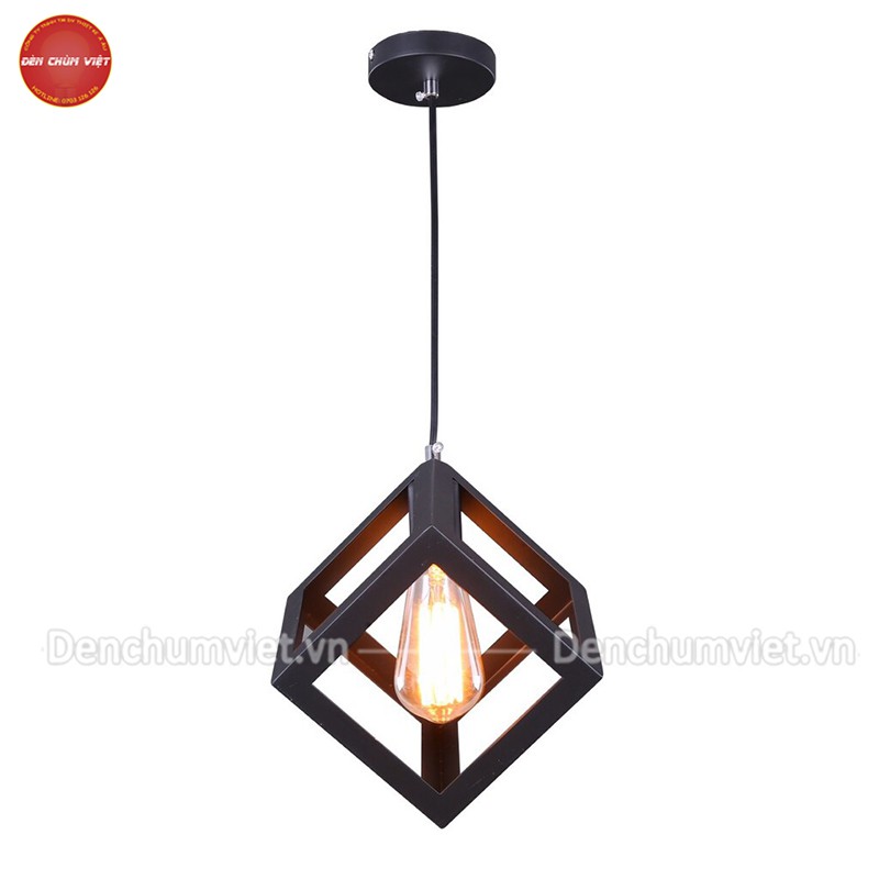 Đèn thả nghệ thuật khung sắt khối lập phương, khối tam giác, khối trụ